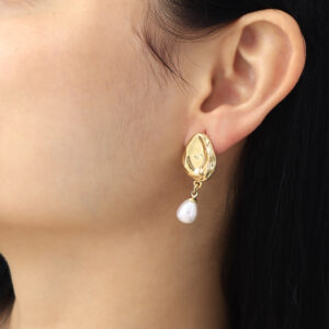 ARETE TOPO  PERLAS EN BANO DE ORO