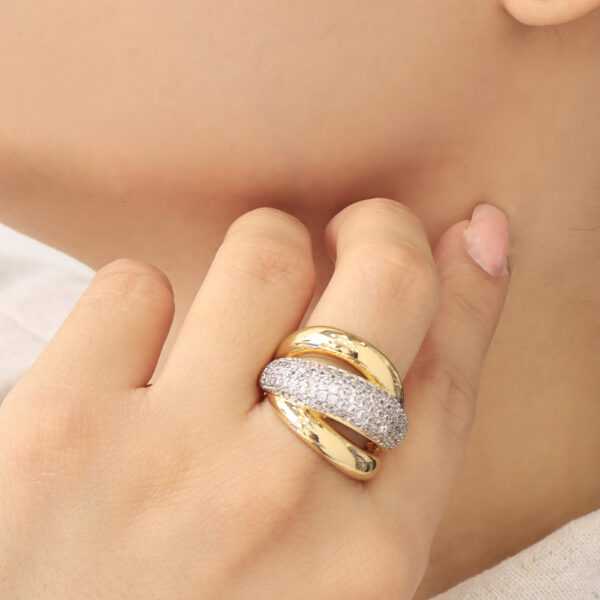 ANILLO  APLIQUES EN BAÑO DE ORO