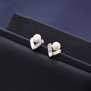 TOPO PERLA Y PIEDRA EN PLATA LEY 925