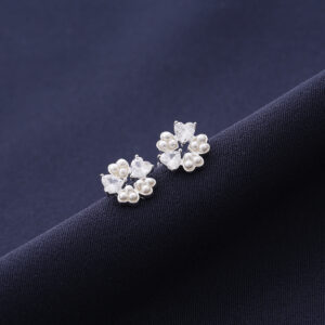 TOPO PERLA Y PIEDRA EN PLATA LEY 925