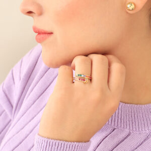 ANILLO  C/ CRISTAL EN BAÑO DE ORO