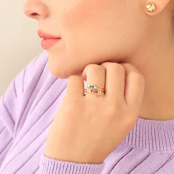 ANILLO  C/ CRISTAL EN BAÑO DE ORO