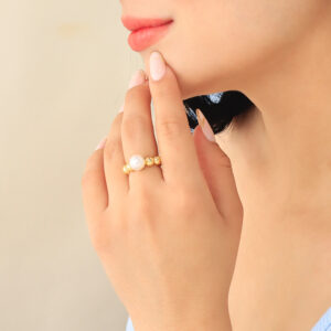 ANILLO .  PERLAS EN BAÑO DE ORO