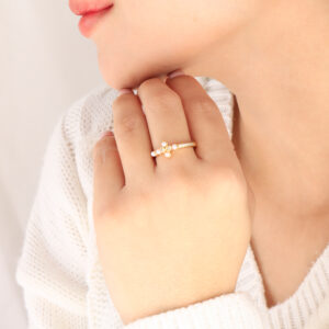 ANILLO .  PERLAS EN BAÑO DE ORO