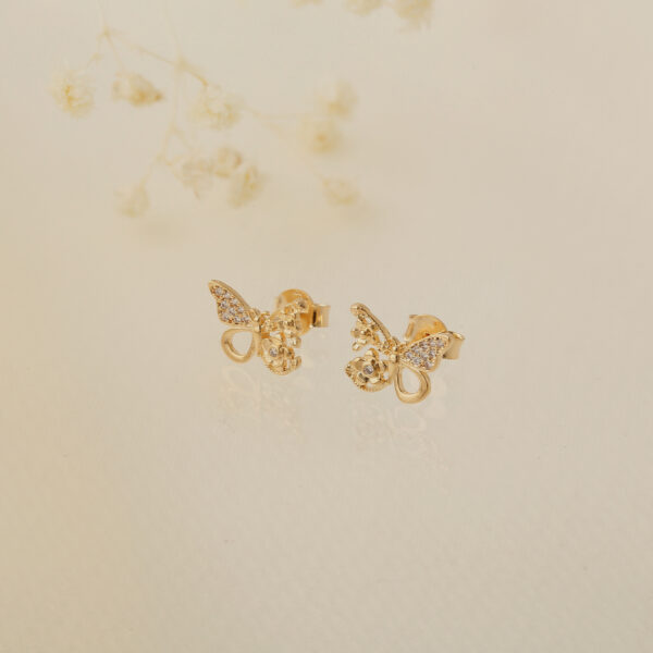 TOPO MARIPOSA CIRCON EN ORO LAMINADO