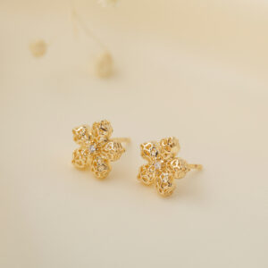 TOPO FLOR C/ CIRCON EN ORO LAMINADO