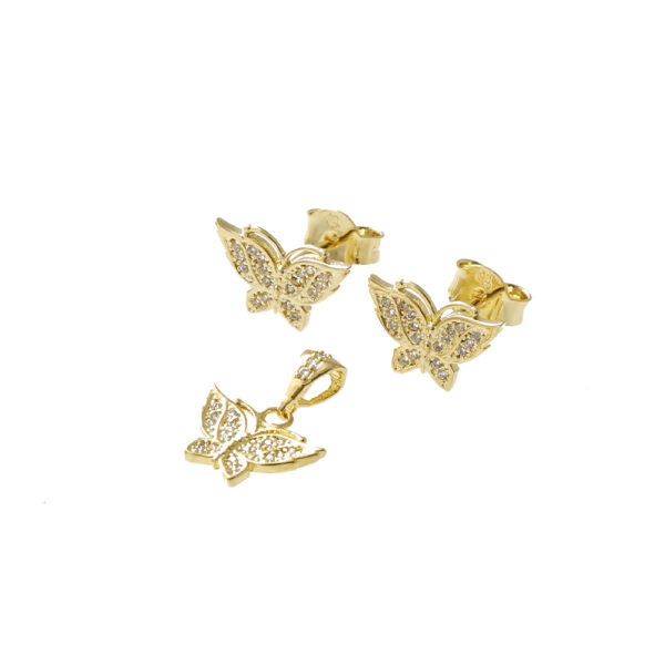 JUEGOS  MARIPOSA C/ PIEDRAS EN ORO LAMINADO