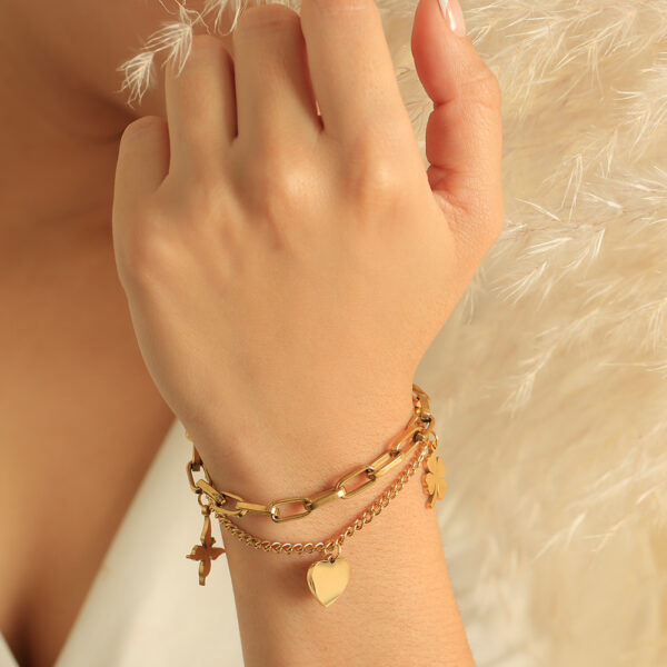 PULSERA . DORADO DOBLE EN ACERO INOXIDABLE