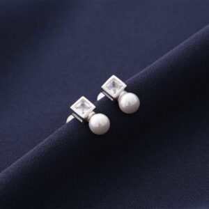 TOPO PERLA Y PIEDRA EN PLATA LEY 925