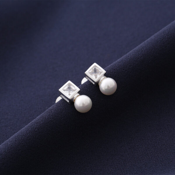TOPO PERLA Y PIEDRA EN PLATA LEY 925