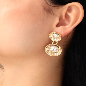 ARETE TOPO  EN BAÑO DE ORO