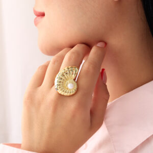 ANILLO .  PERLAS EN BAÑO DE ORO