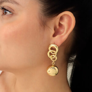 ARETE TOPO BALIN EN BAÑO DE ORO