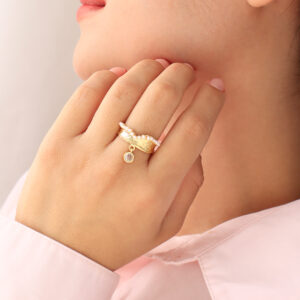 ANILLO .  PERLAS EN BAÑO DE ORO