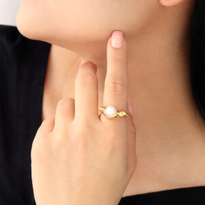 ANILLO .  PERLAS EN BAÑO DE ORO