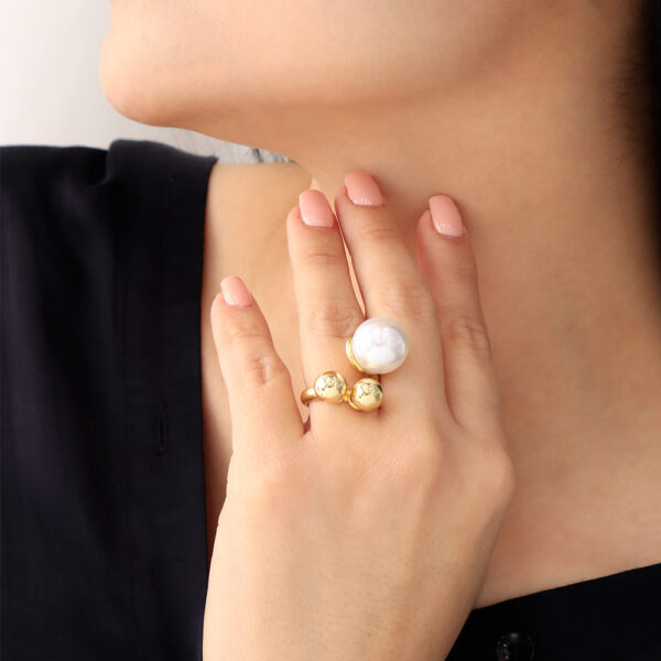 ANILLO .  PERLAS EN BAÑO DE ORO