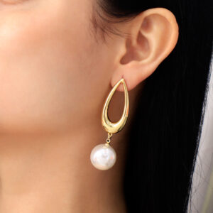 ARETE TOPO  PERLAS EN BAÑO DE ORO
