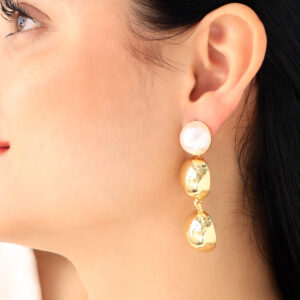 ARETE TOPO  PERLAS EN BAÑO DE ORO