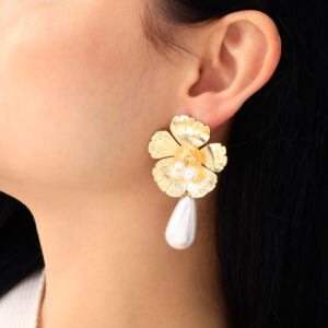 ARETE TOPO  PERLAS EN BAÑO DE ORO