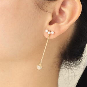 ARETE TOPO  PERLAS EN BAÑO DE ORO