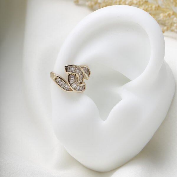 EARCUFF C/ CRISTAL EN BAÑO DE ORO