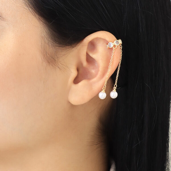 EARCUFF C/ CRISTAL EN BAÑO DE ORO