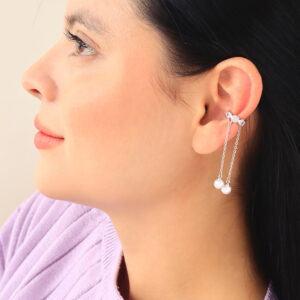 EARCUFF C/PERLA EN BAÑO DE RODINADO