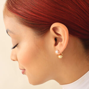 ARETE TOPO C/ PERLAS EN BAÑO DE ORO