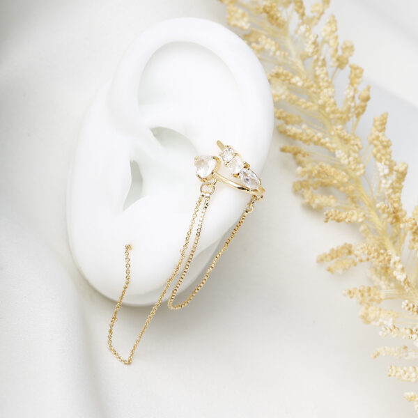 EARCUFF C/ CRISTAL EN BAÑO DE ORO