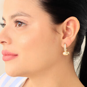 ARETE TOPO  PIEDRAS EN BAÑO DE ORO