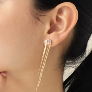 ARETE TOPO  PIEDRAS EN BAÑO DE ORO