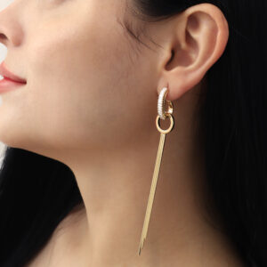 ARETE TOPO  PIEDRAS EN BAÑO DE ORO