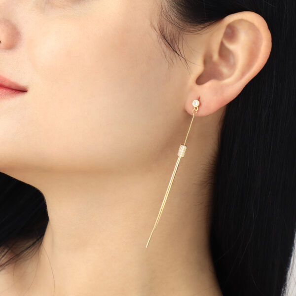 ARETE TOPO  PIEDRAS EN BAÑO DE ORO