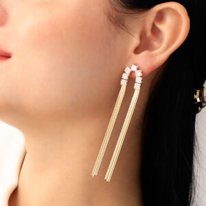 ARETE TOPO C/ PIEDRAS EN BAÑO DE ORO