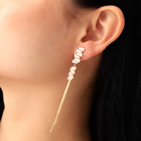 ARETE TOPO  PIEDRAS EN BAÑO DE ORO