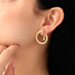 ARETE TOPO  PIEDRAS EN BAÑO DE ORO