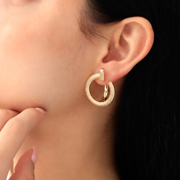 ARETE TOPO  PIEDRAS EN BAÑO DE ORO