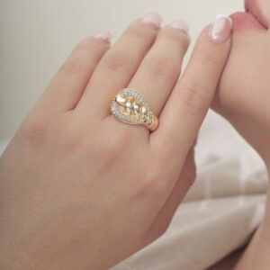 ANILLO  C/ CRISTAL EN BAÑO DE ORO