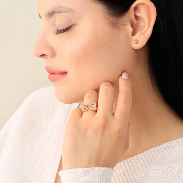 ANILLO .  CRISTAL EN BAÑO DE ORO