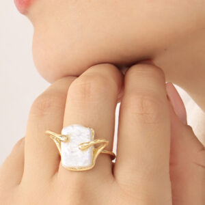 ANILLO .  PERLAS EN BAÑO DE ORO