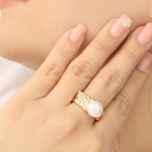 ANILLO .  PERLAS EN BAÑO DE ORO