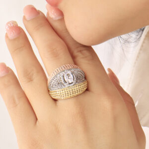 ANILLO .  PIEDRA OJO TURCO EN BAÑO DE ORO