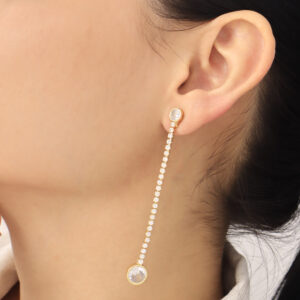 ARETE TOPO  PIEDRAS EN BAÑO DE ORO
