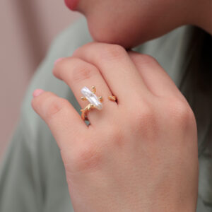 ANILLO .  PERLAS EN BAÑO DE ORO