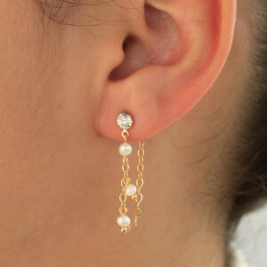 ARETE TOPO PERLAS EN BAÑO DE ORO ENSAMBLADO