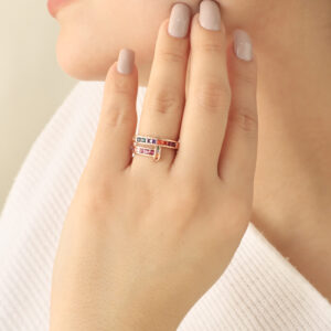 ANILLO .  CRISTAL EN BAÑO DE ORO