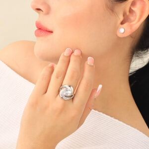 ANILLO .  CRISTAL EN BAÑO DE RODINADO