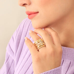 ANILLO .  CRISTAL EN BAÑO DE ORO