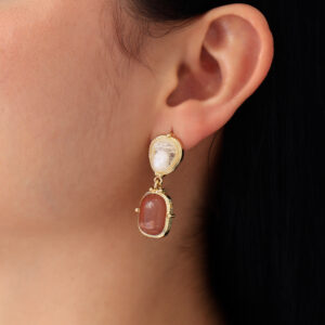 ARETE TOPO  PIEDRAS EN BAÑO DE ORO