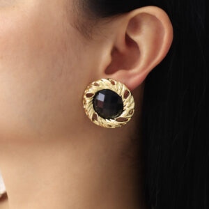 ARETE TOPO  PIEDRAS EN BAÑO DE ORO